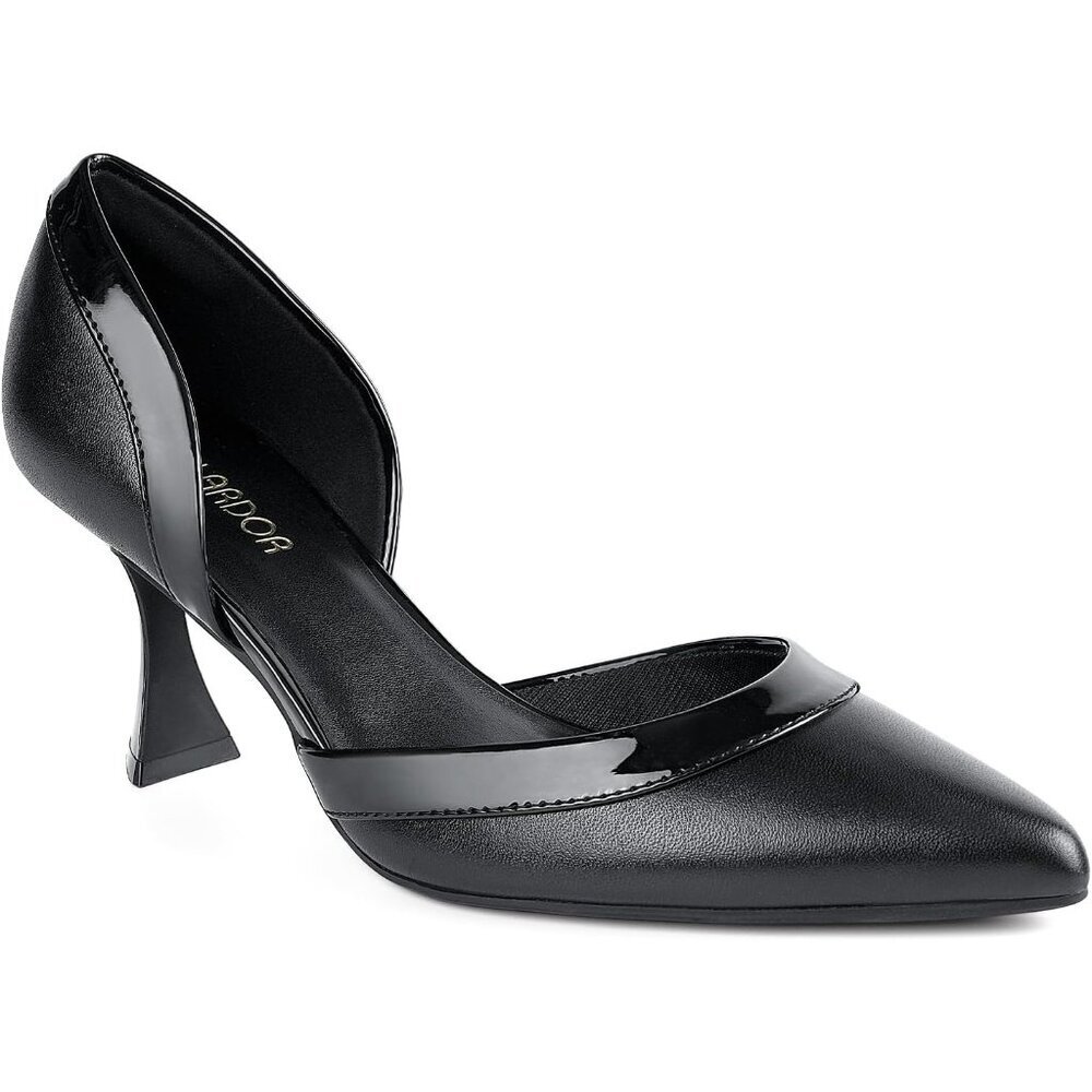 Women's Black/pu Pumps Low Heels Pointed Closed Toe Kitten Dress Shoes Sandals